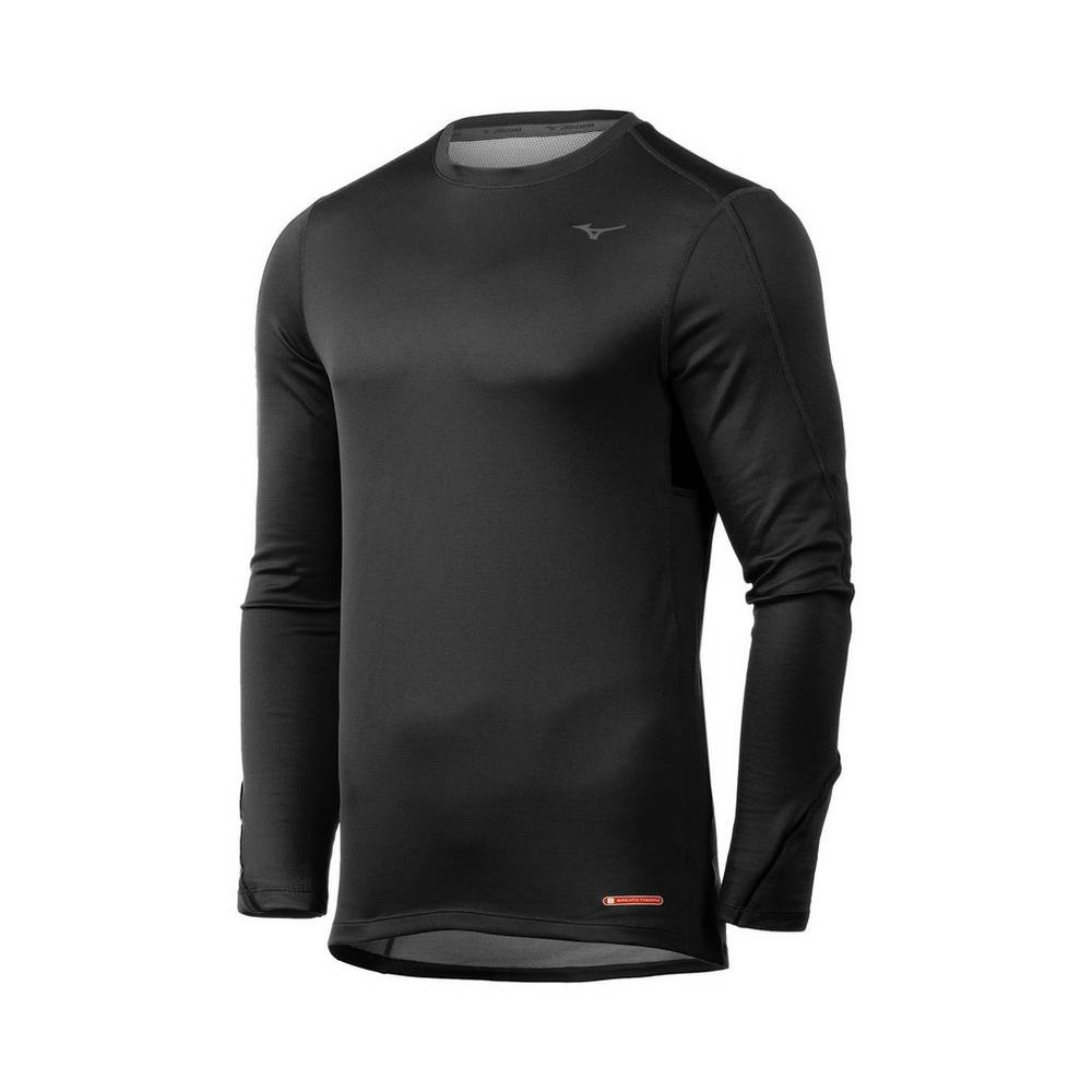 Mizuno Breath Thermo® Long Sleeve Férfi Base Layer Fekete POZ930482